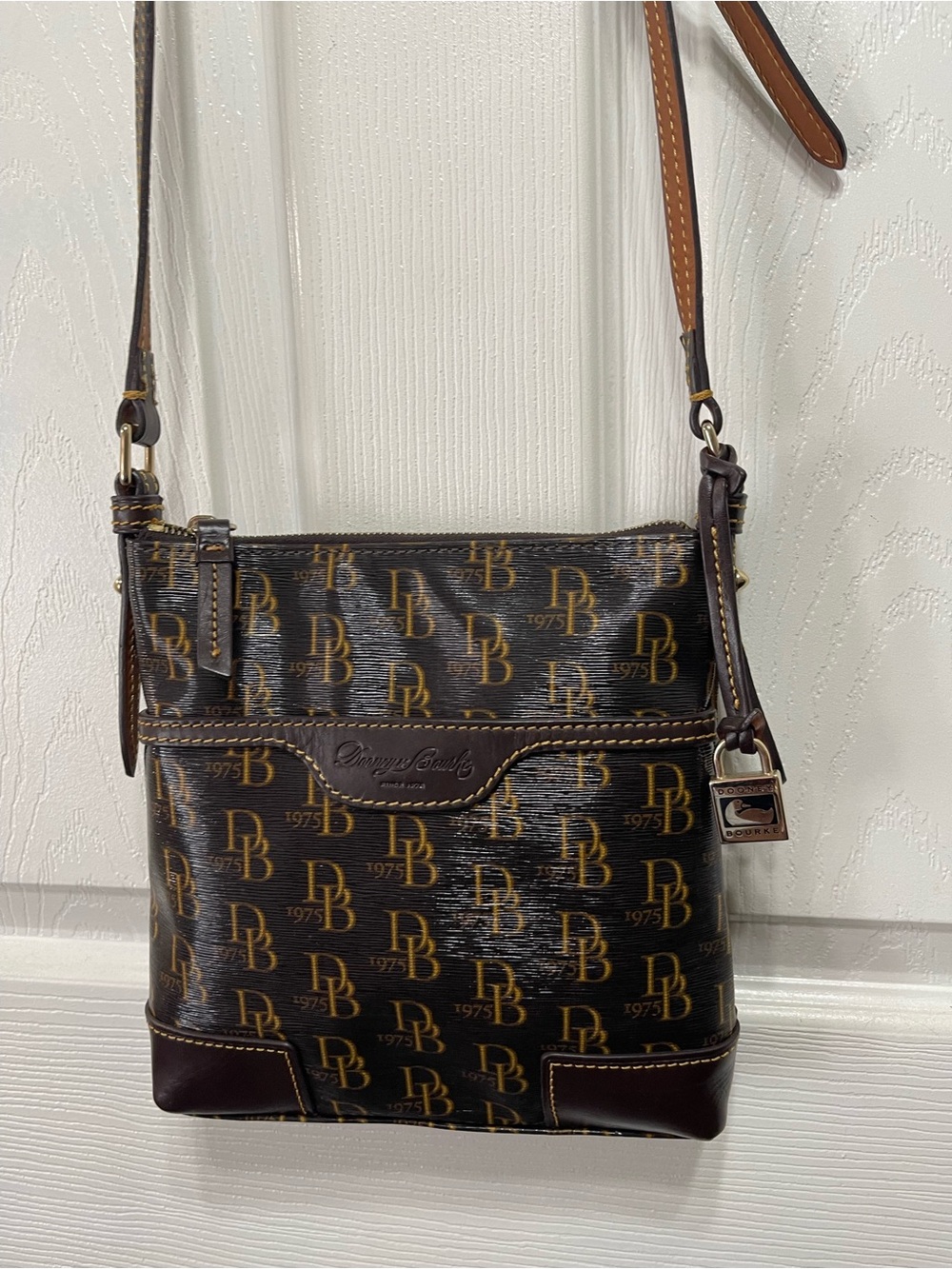 Dooney & Bourke Brown/Black Monogram Crossbody Bag